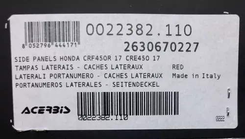 Acerbis Side Panels Red 2630670227 Honda CRF250R CRF250RX CRF450R CRF450RX