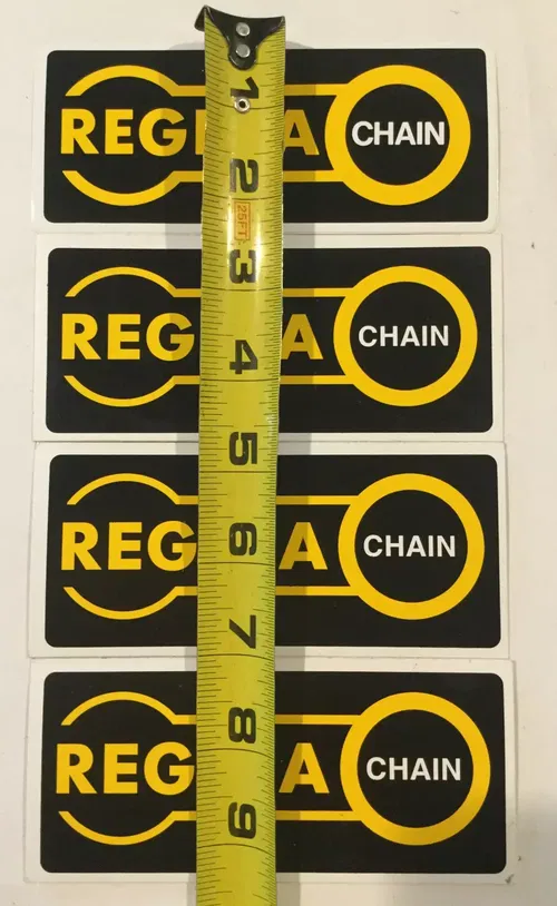 (4) REGINA CHAINS MXYFZ450R RAPTOR 250 350 660 700 BANSHEE DECAL STICKER TRX450R