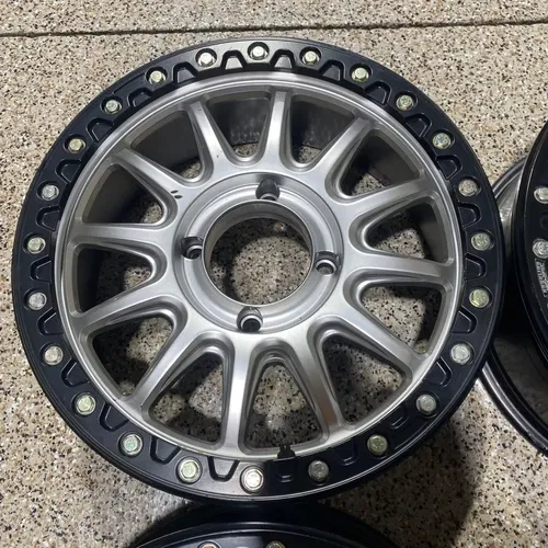 Raceline Alpha Beadlock 17" Wheels Silver (+25mm) Can-Am Maverick X3 Wheel Set B