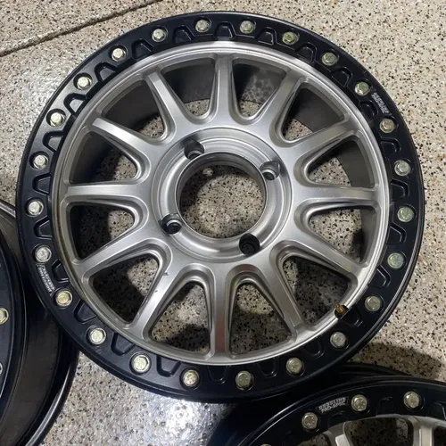 Raceline Alpha Beadlock 17" Wheels Silver (+25mm) Can-Am Maverick X3 Wheel Set B