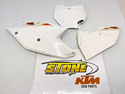 KTM OEM WHITE FRONT REAR NUMBER PLATE PLASTIC 125 150 250 300 350 450 SX SXF XCF