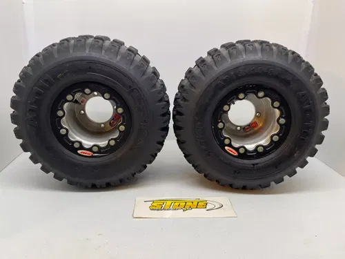 Rear DWT 8" OMF Beadlock Wheels & Tires Honda Suzuki Kawasaki 4/110 18X10X8 8x8