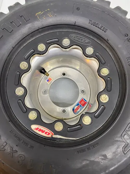 Rear DWT 8" OMF Beadlock Wheels & Tires Honda Suzuki Kawasaki 4/110 18X10X8 8x8