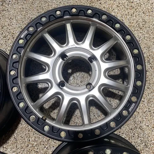 Raceline Alpha Beadlock 17" Wheels Silver (+25mm) Can-Am Maverick X3 Wheel Set