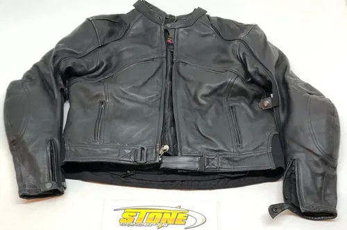 Used Six-Gear Motorcycle Street Jacket Coat Black Leather Mens LargeSize 46