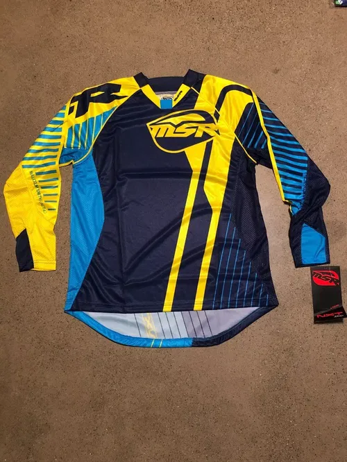 MSR M16 NXT NAVY CYAN YELLOW JERSEY ADULT MENS SIZES S M L XL 2XL SMALL MEDIUM