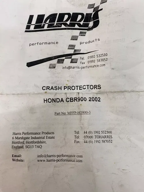 HARRIS Frame Slider Crash Protector Honda CBR 954 CBR954 RR 2001-2002 03