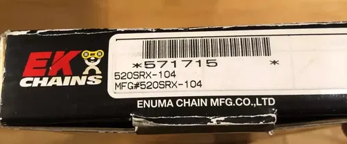 EK CHAIN 520 O-RING MOTORCYCLE CHAIN 104 LINKS + MASTER NATURAL 520SRX-104