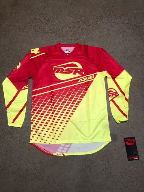 MSR M16 AXXIS GREEN RED HIVIZ JERSEY ADULT MENS SIZES M XL MEDIUM EXTRA LARGE