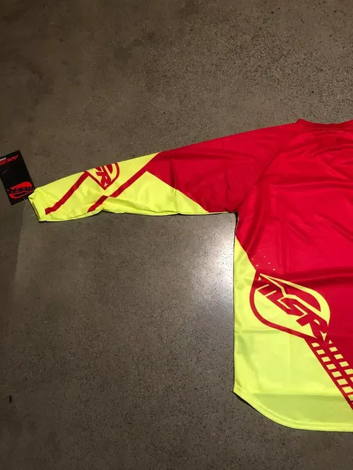 MSR M16 AXXIS GREEN RED HIVIZ JERSEY ADULT MENS SIZES M XL MEDIUM EXTRA LARGE