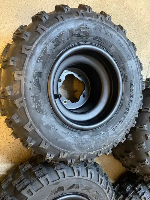 FRONT/REAR WHEELS/MAXXIS RADIAL TIRES YAMAHA STOCK WARRIOR 350 20X10X9 21X7X10
