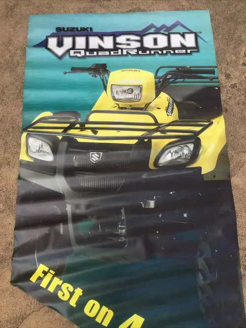 SUZUKI ATV VINSON QUADRUNNER VINYL WALL POSTER FLAG BANNER DEALERSHIP SIGN 68X34