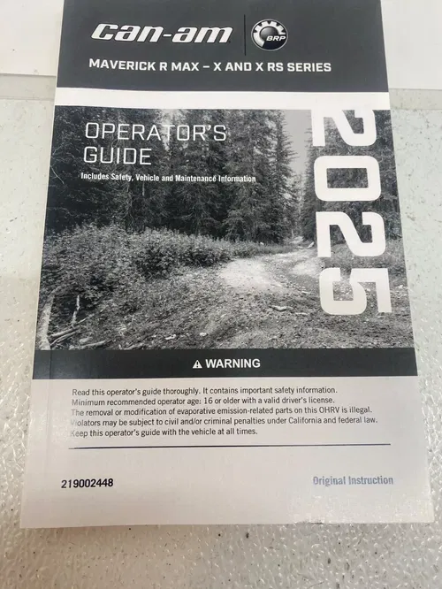 Can-Am 2025 Maverick R MAX 77" Series Owners Operators Manual PAPERBACK  X XRS