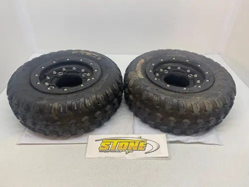 10" HIPER CF1 FRONT WHEELS KENDA KUTTER TIRES 10X5 4/156 YAMAHA YFZ450 BANSHEE