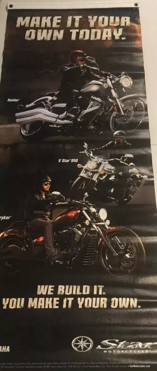 YAMAHA STAR MOTORCYCLE RAIDER V STAR 950 STRYKER VINYL POSTER BANNER SIGN