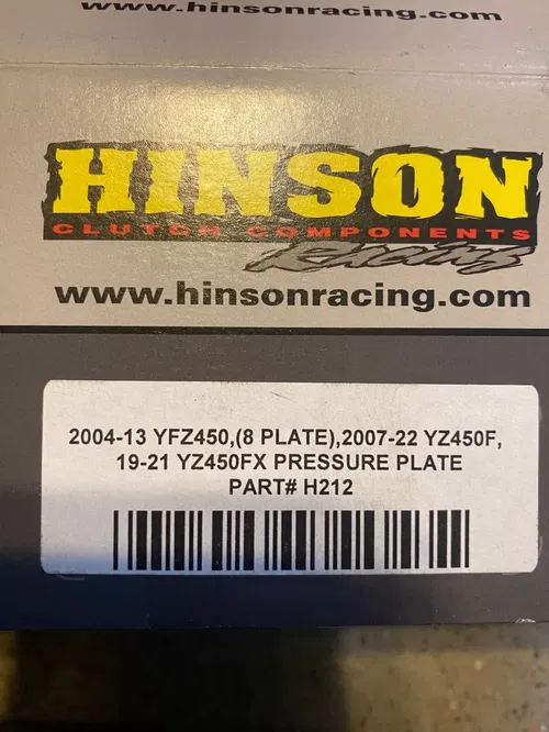 HINSON RACING CLUTCH INNER HUB H198 PRESSURE PLATE H212 YAMAHA YFZ450R YZ450F FX