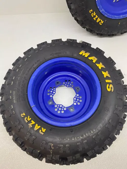 FRONT DWT ROK-OUT WHEELS 10X5 4-1 MAXXIS RAZR TIRES HONDA TRX450R TRX250R SUZUKI