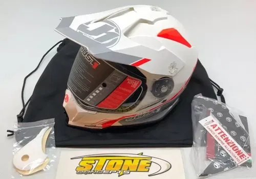 JUST1 J14 Helmet Line Silver White Gloss X Small XS Dual Sport UTV MX Motorcycle