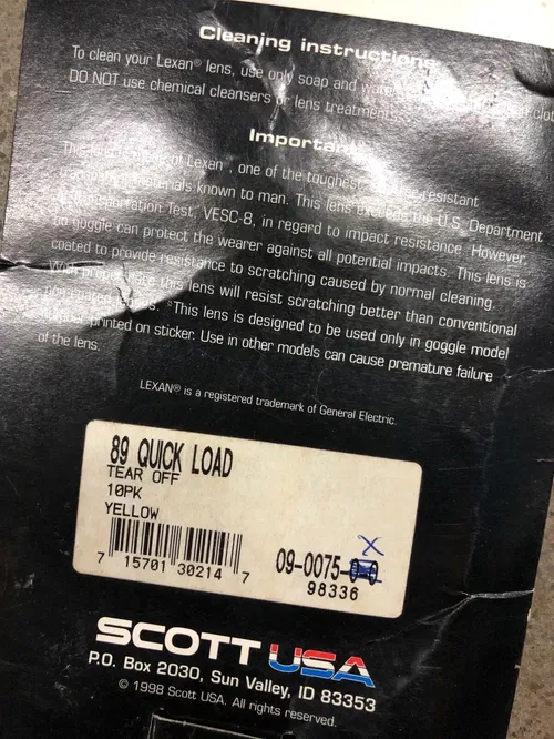 SCOTT Quick Load 70 Tear off offs TEAROFF System Refill Goggle 89 87 83 90