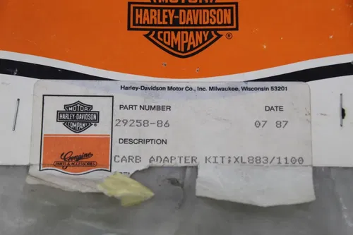 HARLEY DAVIDSON GENUINE 883/1100 CARBURETOR ADAPTER KIT - 29258-86 NOS 3 PACK