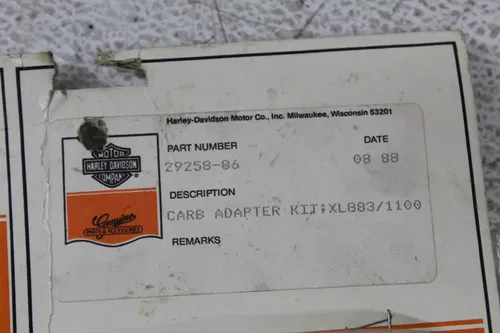 HARLEY DAVIDSON GENUINE 883/1100 CARBURETOR ADAPTER KIT - 29258-86 NOS 3 PACK