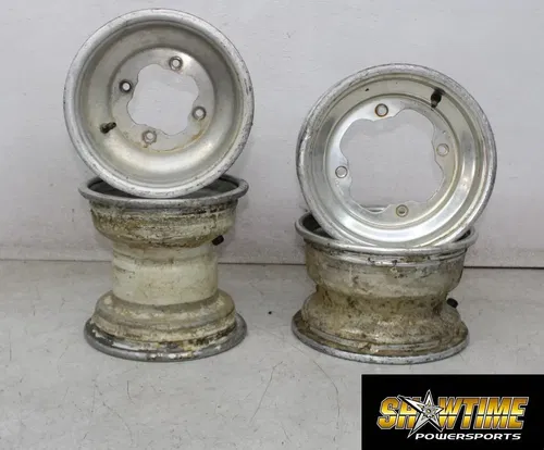 90 YAMAHA WARRIOR 350 FRONT REAR BACK WHEELS RIMS SET (SEE DESCP)