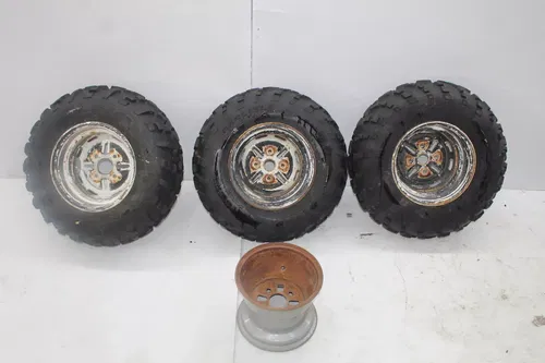 2002 HONDA RANCHER 350 TRX350TE 2X4 ES FRONT REAR WHEELS RIMS W TIRES
