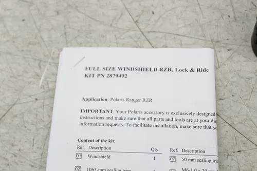 17-19 POLARIS RZR 570 FRONT WINDSHIELD WINDSCREEN WIND SHIELD KIT