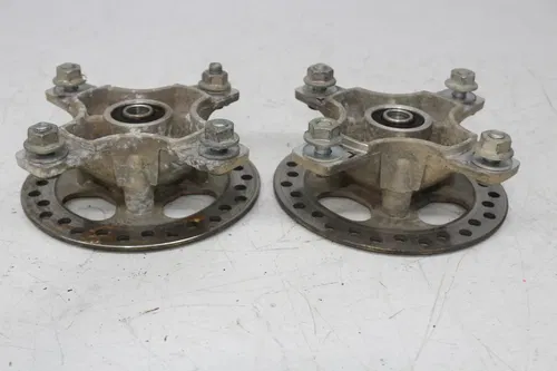 08-14 KAWASAKI KSF450 KFX450R FRONT RIGHT LEFT WHEEL HUB W/ ROTOR SET