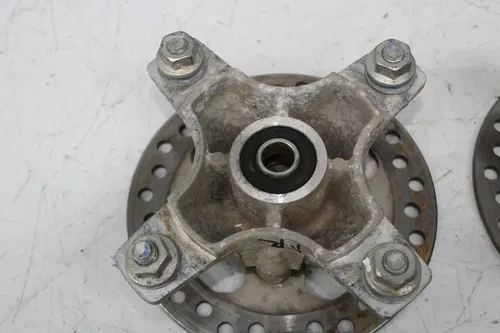 08-14 KAWASAKI KSF450 KFX450R FRONT RIGHT LEFT WHEEL HUB W/ ROTOR SET