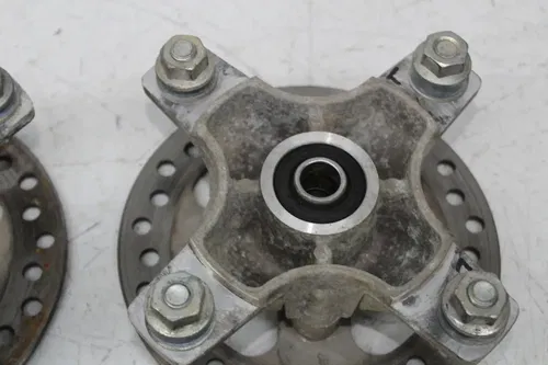 08-14 KAWASAKI KSF450 KFX450R FRONT RIGHT LEFT WHEEL HUB W/ ROTOR SET