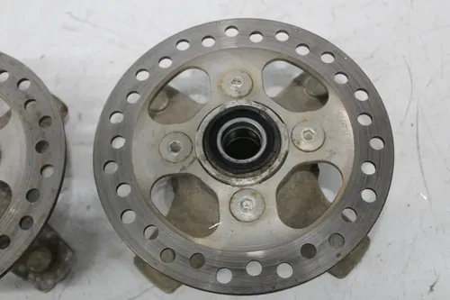08-14 KAWASAKI KSF450 KFX450R FRONT RIGHT LEFT WHEEL HUB W/ ROTOR SET