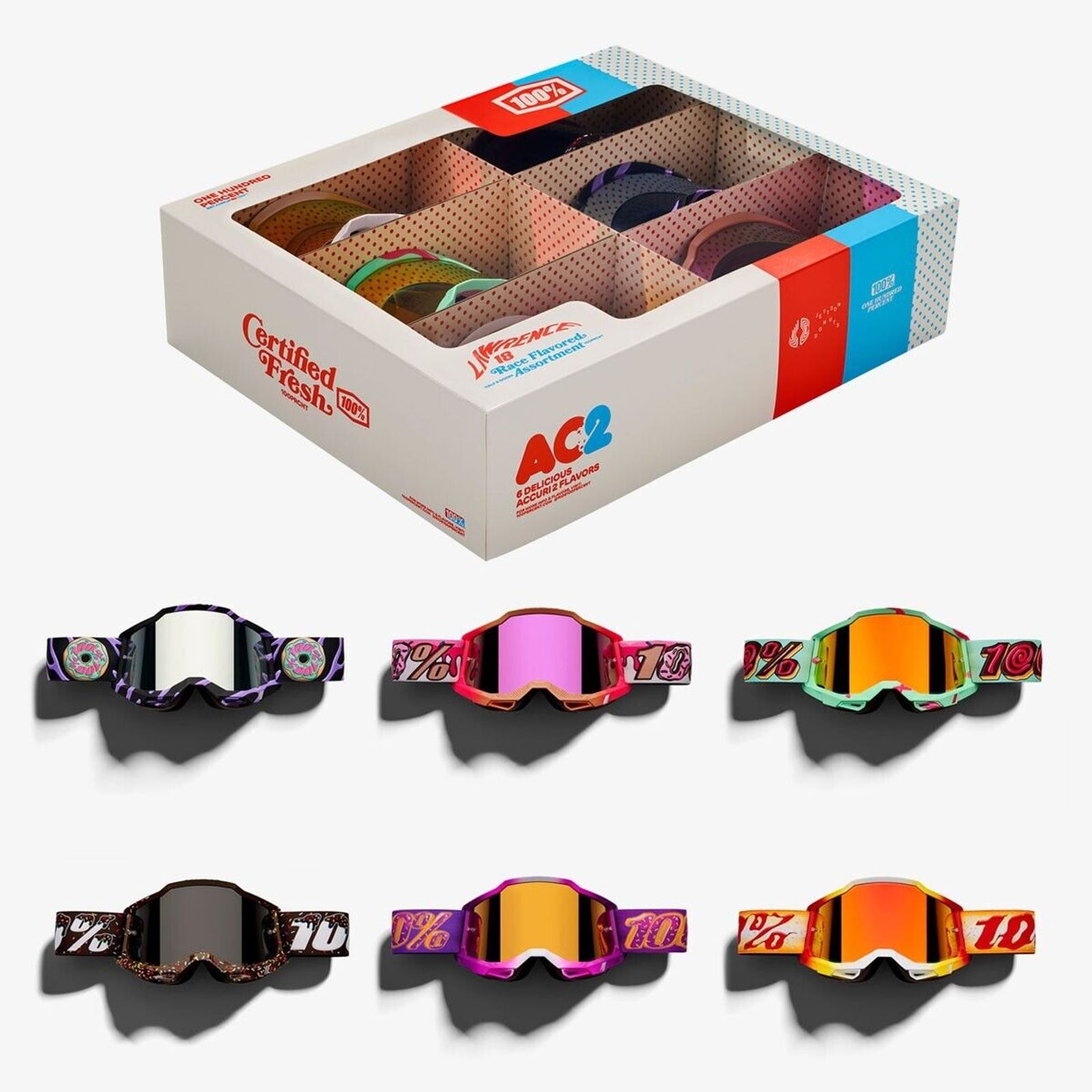 100% Accuri 2 Moto Goggles Jett Lawrence Donut 6 pack!