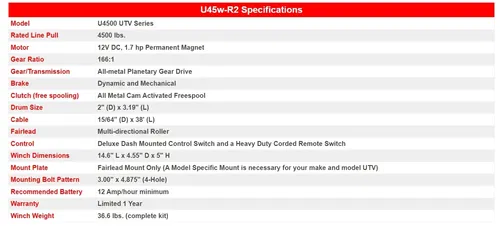 KFI U4500/U4500W WINCH 4500LB