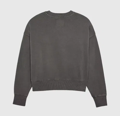 Fox Racing Womens Wordmark Oversized Crew Pullover Size Small, Pewter Grey