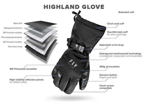 Fly Racing Highland Winter & Cold Weather Gloves -  Windproof, Waterproof,
