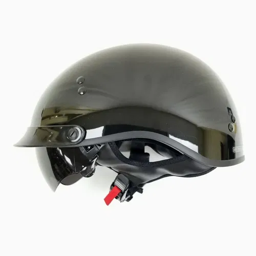 GMAX HH-65 Full Dressed Motorcycle Street Half Helemet (Black, Large)