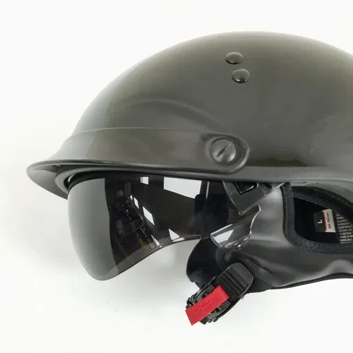 GMAX HH-65 Full Dressed Motorcycle Street Half Helemet (Black, Large)