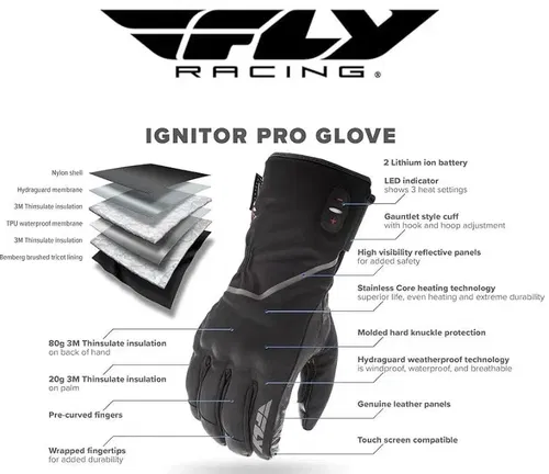 Fly Racing Ignitor Pro Heated Winter & Cold Weather Gloves -  Windproof,