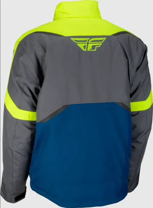 Fly Racing Outpost Jacket Blue/Hi-Vis Small | Snowmobile Warmth & Windrproof