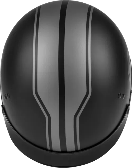 GMAX HH-65 Full Dressed Motorcycle Street Half Helemet (Matte Black/Silver,