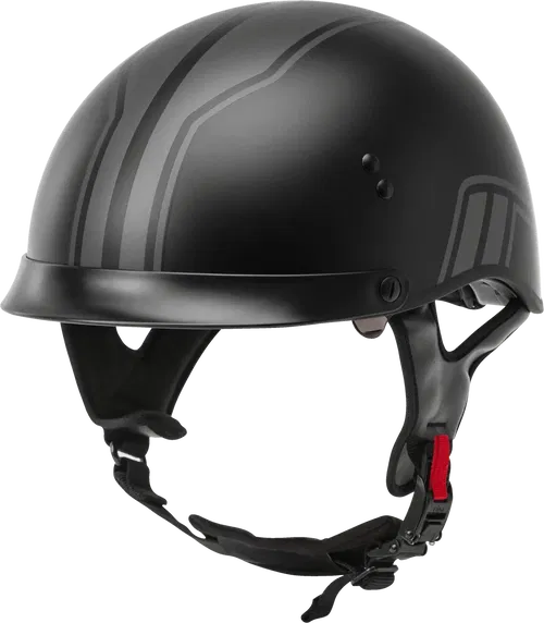 GMAX HH-65 Full Dressed Motorcycle Street Half Helemet (Matte Black/Silver,