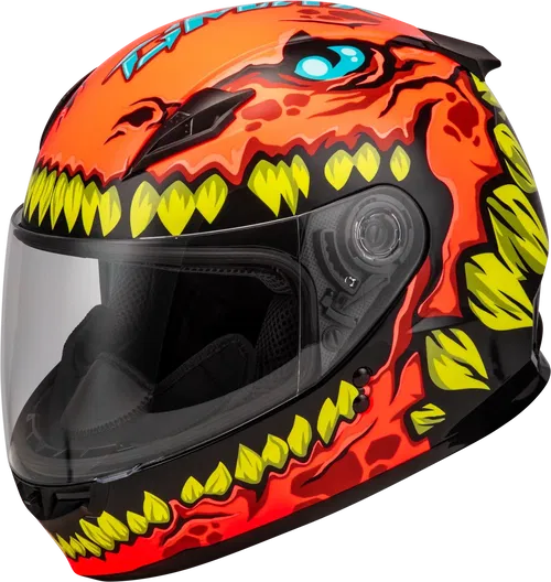Gmax Youth GM-49Y Drax Full Face Street Helmet (Orange, Youth Large)