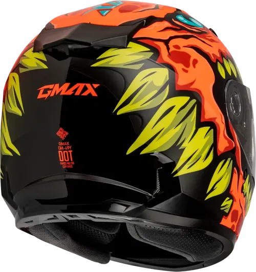 Gmax Youth GM-49Y Drax Full Face Street Helmet (Orange, Youth Large)