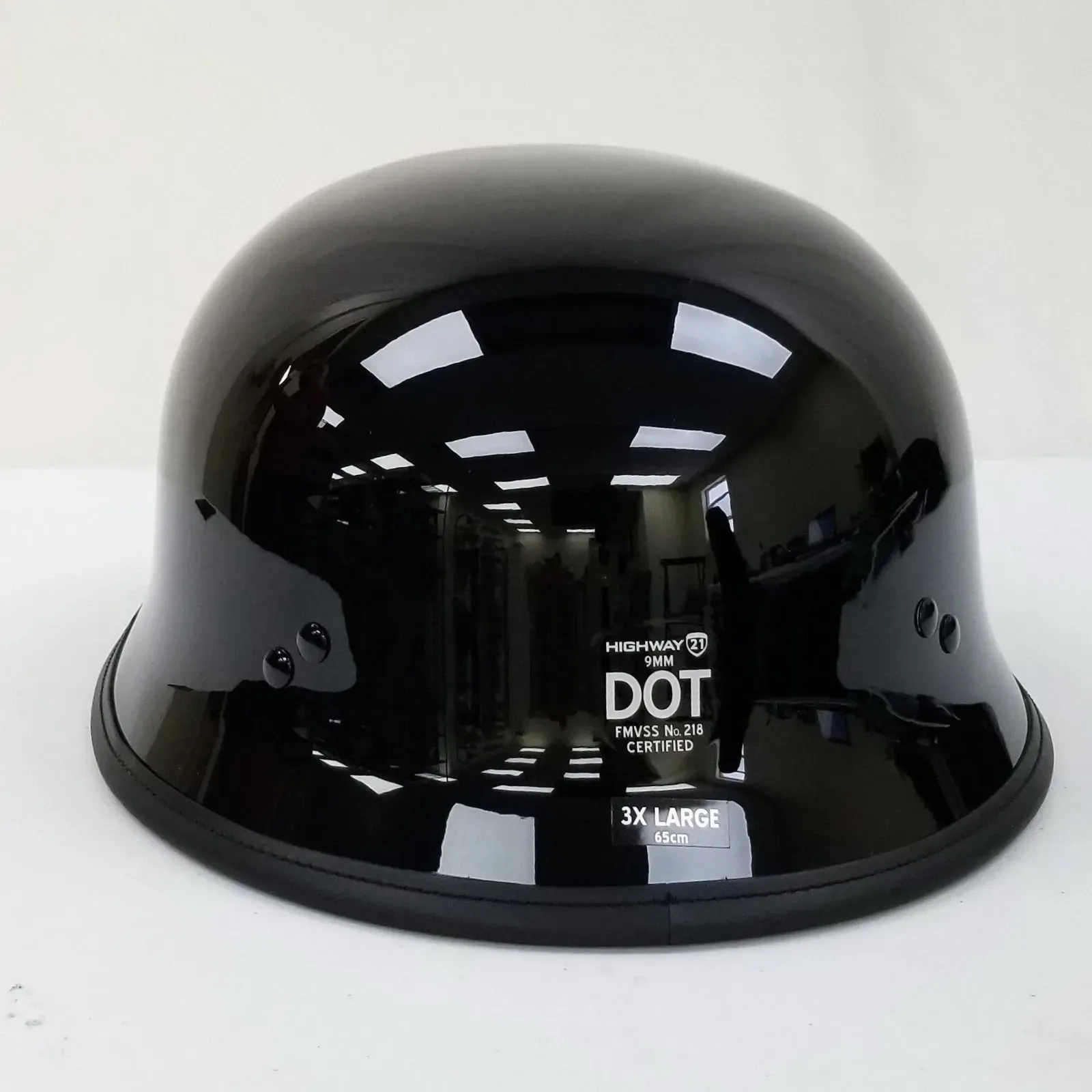 9MM GERMAN BEANIE HELMET GLOSS BLACK 3X