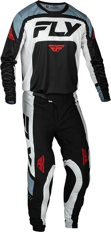 Fly Racing Lite Black/White Jersey + Pant Gear Set - For Dirt Bike, MTB, BMX