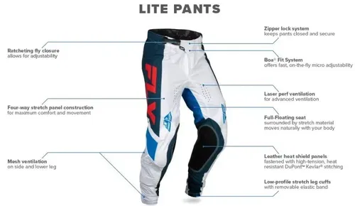 Fly Racing Lite Black/White Jersey + Pant Gear Set - For Dirt Bike, MTB, BMX