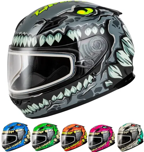 Gmax Youth GM-49Y Drax Full Face Dual Pane Snowmobile Helmet Anti-Fog Lens for