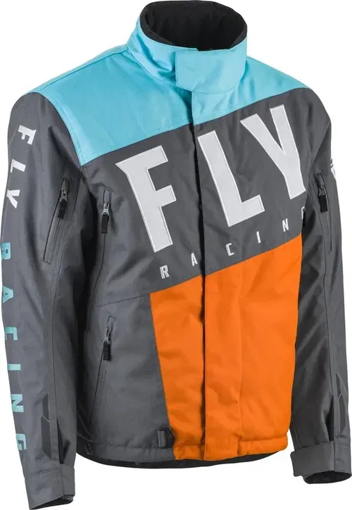 Fly Racing Youth SNX Pro Snow Jacket Orange/Blue/Black Small | Warmth & Flex