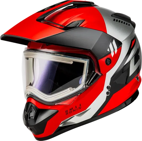 Gmax GM-11 Ronin Snow Helmet with Electric Shield (Black/Red, Medium)